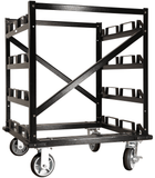 Empty - Portable Stanchion Storage Cart - 12 Post Capacity w/Locking Wheels