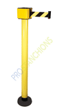 Yellow - Retracta-Belt Hyper-Strength Magnet Mount 30' Retractable Stanchion