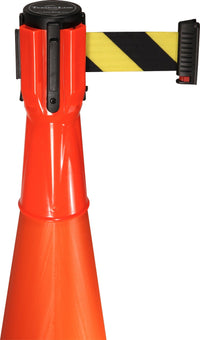 Retracta-Cone Cone Mount Retractable 10ft Belt Barrier, Orange, Visiontron RC10FO-BYD