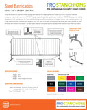 Specifications - CrowdMaster 1000 "The Beast" - Steel Barricades | Queue Solutions