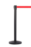 QueueMaster 550 11ft Retractable Belt Barrier, Black Stanchion Post, QueueSolutions QM550B-BK110