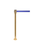 QueuePro 200 Fixed-Mount Slim Line Retractable Belt Barrier, Satin Brass Stanchion Post, QueueSolutions PRO200FX-SB-BK