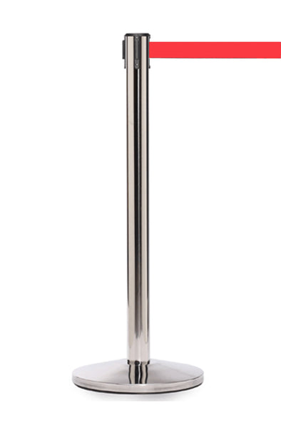 QueueMaster 550 8.5ft Retractable Belt Barrier, Polished Steel ...