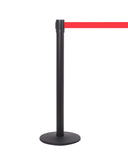 QueuePro 250 Premium Retractable Belt Barrier, Black Stanchion Post, QueueSolutions PRO250B-BK