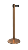 QueuePro 250 Premium Retractable Belt Barrier, Satin Brass Stanchion Post, QueueSolutions PRO250SB-BK