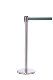 QueuePro 200 Slim Line Premium Retractable Belt Barrier, Satin Stainless Stanchion Post, QueueSolutions PRO200SS-BK