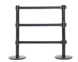 QueuePro Triple 250 Retractable 3-Belt Barrier, Black Stanchion Post, QueueSolutions PROTriple250B-BK
