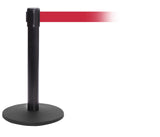 QueuePro Mini 250 Premium Exhibit Retractable Belt Barrier, Black Stanchion Post, QueueSolutions PROMini250B-BK