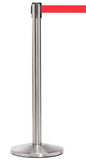 QueueMaster Pro Grade Economy 11ft Retractable Belt Barrier, Satin Stainless Stanchion Post, QueueSolutions QM550SS-BK110