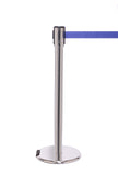 RollerPro200 E-Z Roll Wheeled Retractable Belt Barrier, Satin Stainless Stanchion Post, QueueSolutions ROL200SS-BK