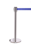 RollerPro200 E-Z Roll Wheeled Retractable Belt Barrier, Polished Stainless Stanchion Post, QueueSolutions ROL200PS-BK