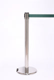 RollerPro250 E-Z Roll Wheeled Retractable Belt Barrier, Polished Stainless Stanchion Post, QueueSolutions ROL250PS-BK