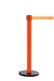 RollerSafety 300 E-Z Roll Wheeled Retractable Belt Barrier, Orange Stanchion Post, QueueSolutions SROL300O-BK160