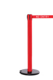RollerSafety 300 E-Z Roll Wheeled Retractable Belt Barrier, Red Stanchion Post, QueueSolutions SROL300R-BK160
