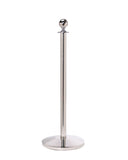 RopeMaster Ball Top Pro Grade Economy Post and Rope Stanchion Sloped Base Polished Silver