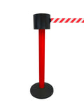 SafetyPro 775 Long-Span 75ft Retractable Belt Barrier, Red Stanchion Post, QueueSolutions SPRO775R-RW