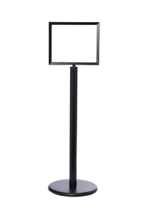 Heavy-Duty Pedestal Sign Stand w Horizontal Poster Display Frame, QueueSolutions SS201-711H-BK