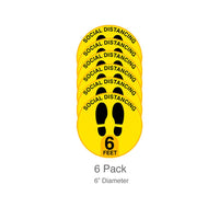 6 Pack Safety Markers, Social Distance Floor Decals For Retractable Belt Barrier Stanchions, QueueSolutions FLRDEC-SD6