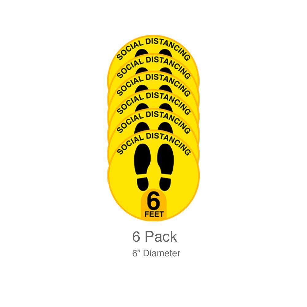 Social Distancing Post Top Sign & Floor Decals Bundle For Retractable ...
