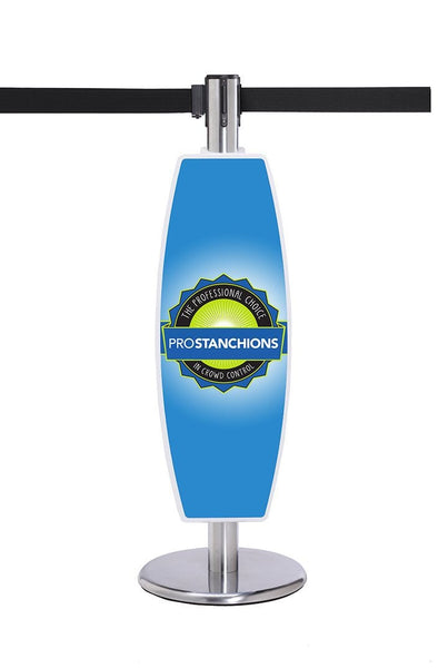 Custom Printed Stanchion Post Advertising Signs, Quantity 1-5, For Retractable Belt Barriers, QueueSolutions PMS13301-5
