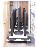 Loaded & Stored - 18 Stanchion Capacity Vertical - Storage Cart  | Queue Solutions