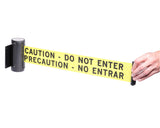 WallMaster 3in Xtra Wide 10ft Wall Mount Retractable Belt Barrier Black or Chrome, QueueSolutions WM300B-X-BK100