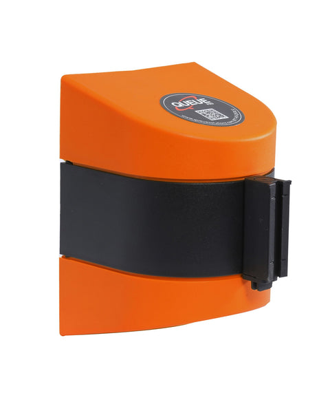 WallPro 450 Wall Mount Retractable 25ft Belt Barrier Red or Orange, QueueSolutions WP450R-BK250