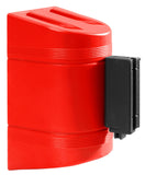 WallPro 300 Wall Mount Retractable 10ft Belt Barrier Red or Orange, QueueSolutions WP300R-BK100