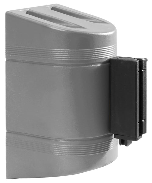WallPro 300 Wall Mount Retractable 10ft Belt Barrier Gray or White, QueueSolutions WP300SR-BK100