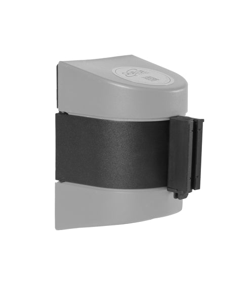 WallPro 400 Wall Mount Retractable 13ft Belt Barrier Gray or White, QueueSolutions WP300SR-BK130