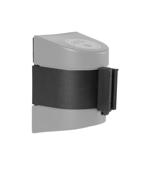 WallPro 400 Wall Mount Retractable 15ft Belt Barrier Gray or White, QueueSolutions WP400SR-BK150
