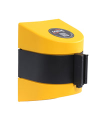 WallPro 450 Wall Mount Retractable 20ft Belt Barrier Yellow or Black, QueueSolutions WP450B-BK200