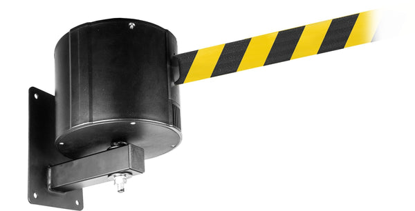 WP750 Weatherproof 55ft or 75ft Long-Span Wall Mount Outdoor Retractable Belt Barrier, QueueSolutions WP750-BK55