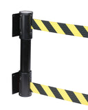 WallMaster Twin 350 Dual-Belt Wall Mount 7.5ft Retractable Belt Barrier, QueueSolutions WPTwinB-BK75