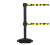 WeatherMaster Twin 300 Extreme-Duty Outdoor 16ft Dual-Belts Retractable Belt Barrier, Black Stanchion Post, QueueSolutions WMRTwin300B-BK