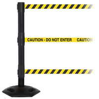 WeatherMaster Triple 250 3-Belt Extreme-Duty Outdoor Retractable Belt Barrier, Black Stanchion Post, QueueSolutions WMRTriple250B-BK