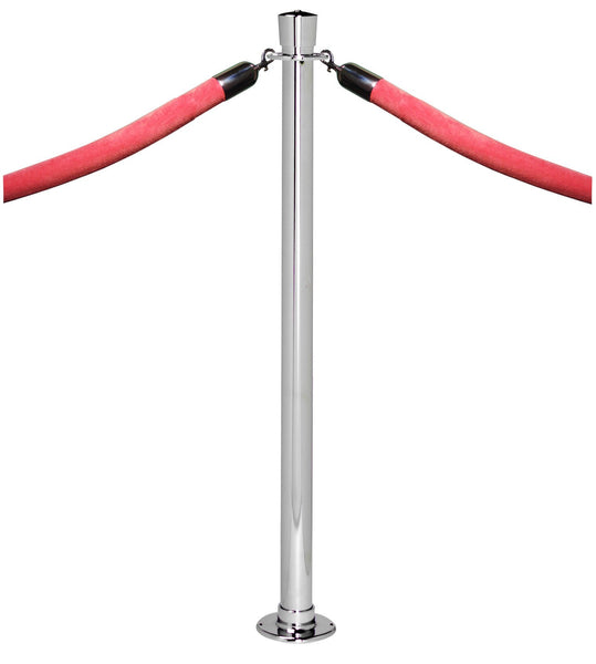 Conventional Post & Rope Barrier w Fixed-Mount Stanchion Post, Visiontron ST400F-SB