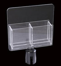 Acrylic 4-Pocket Tri-Fold Literature Holder Retractable Belt Barrier Stanchion Post Topper, QueueSolutions LITHLD4