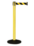 Retracta-Belt Prime 10ft Outdoor Retractable Belt Barrier, Yellow Aluminum Stanchion Post, Visiontron 101YA-BK