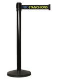 Retracta-Belt Prime 10ft Single LineRetractable Belt Barrier, Black Stanchion Post, Visiontron 101SB-BK