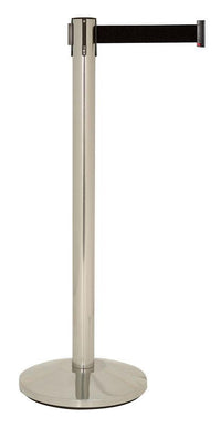 Line King Tensionline Retractable Belt Barrier, Polished Stainless Stanchion Post, 10ft Belt, LineKing TL1000PS-BK