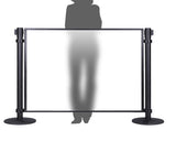 Frosted Acrylic 4' Post and Panel Black Aluminum Frame Walls w/ Acrylic Inserts
